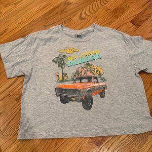 GM WOMENS GRAY LARGE CHEVROLET BLAZER CROPPED T SHIRT